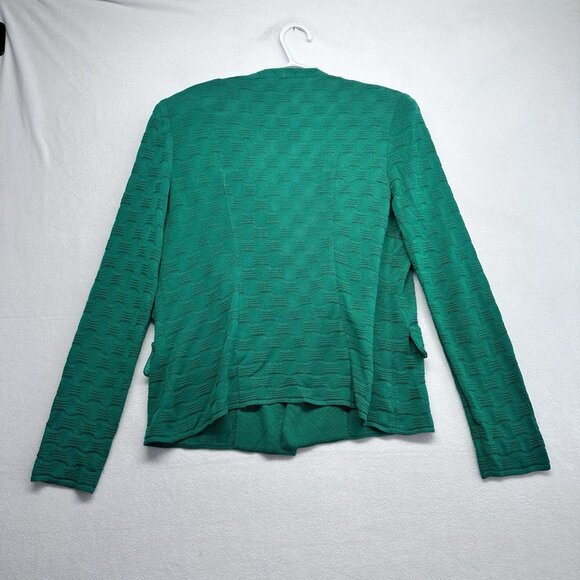 Misook Womens Knit Open Front Blazer Size M Kelly Green Career Business Classic - Picture 2 of 13